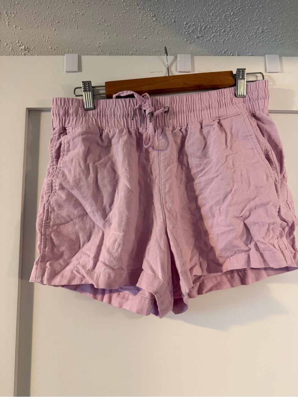 GAP Light Pink Drawstring Linen-Blend Athletic Shorts
